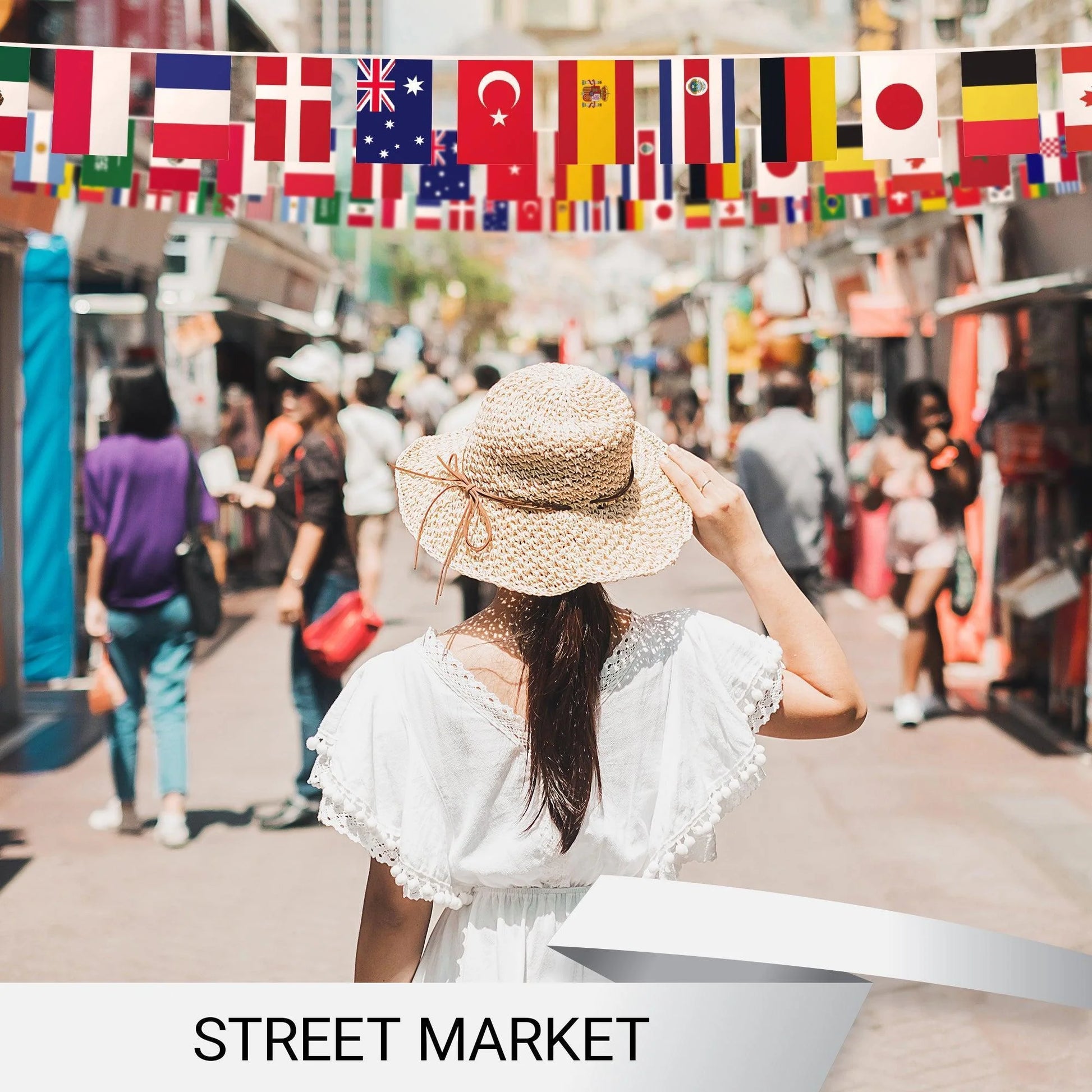 G128 2022 World Cup Bunting Banner Flag 8.2 X 5.5 Inch, Full String 33 Feet Liteweave Pro Series Printed 150D Poly String Flag Decor for Fan Club Party, Soccer Events, World Cup Fan Celebration
