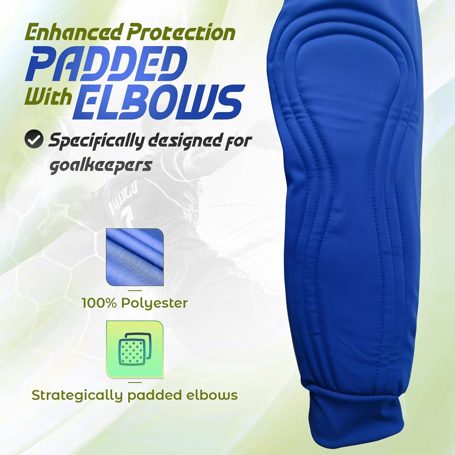 Goalkeeper Jersey for Adults | 100% Polyester Goalie Jersey with Padded Elbows | Sublimated Design for Men and Women